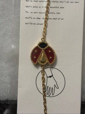 Gold Ladybug Pendant Bracelet